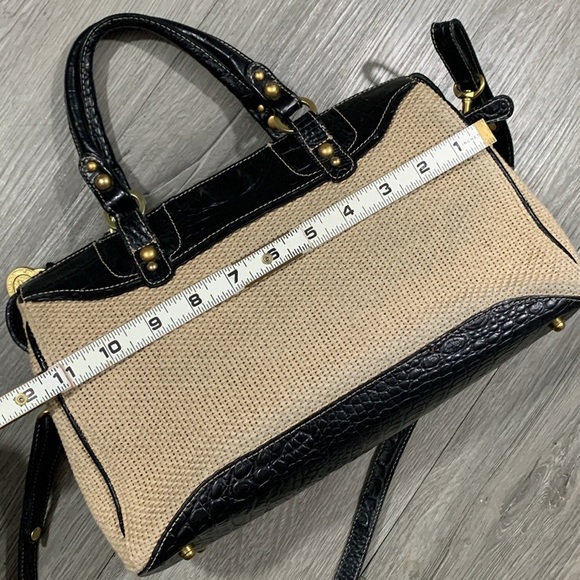 Brahmin Burlap and Croc Stulle Leather Tote Handbag with Matching Crossbody - Picture 8 of 15